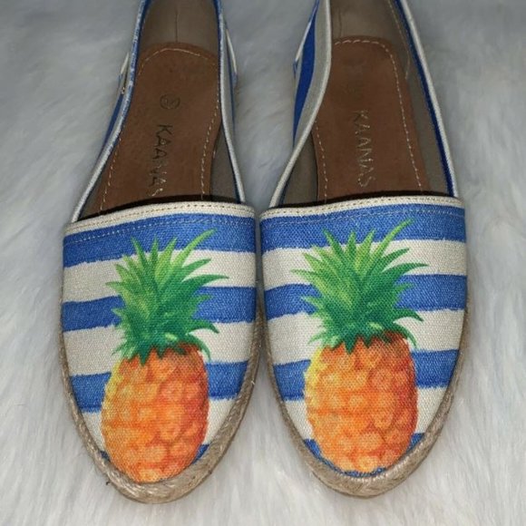 Kaanas Pineapple Espadrille Slip On Flats 🎁 - Picture 1 of 6